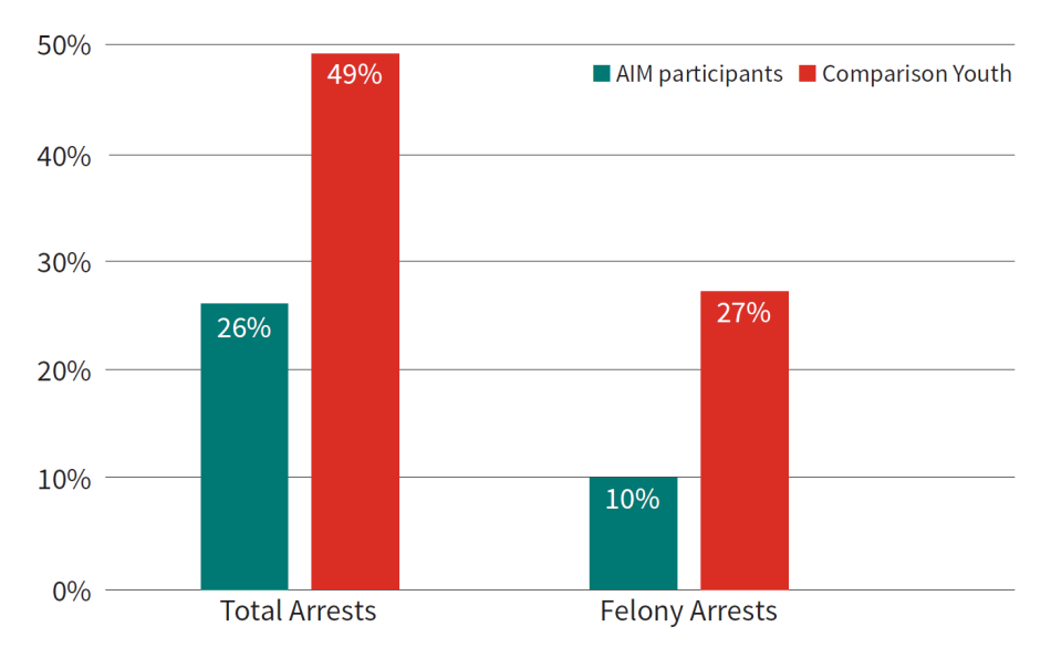 Graph showing NYC’s AIM Program Reduced Recidivism Results after 12 months